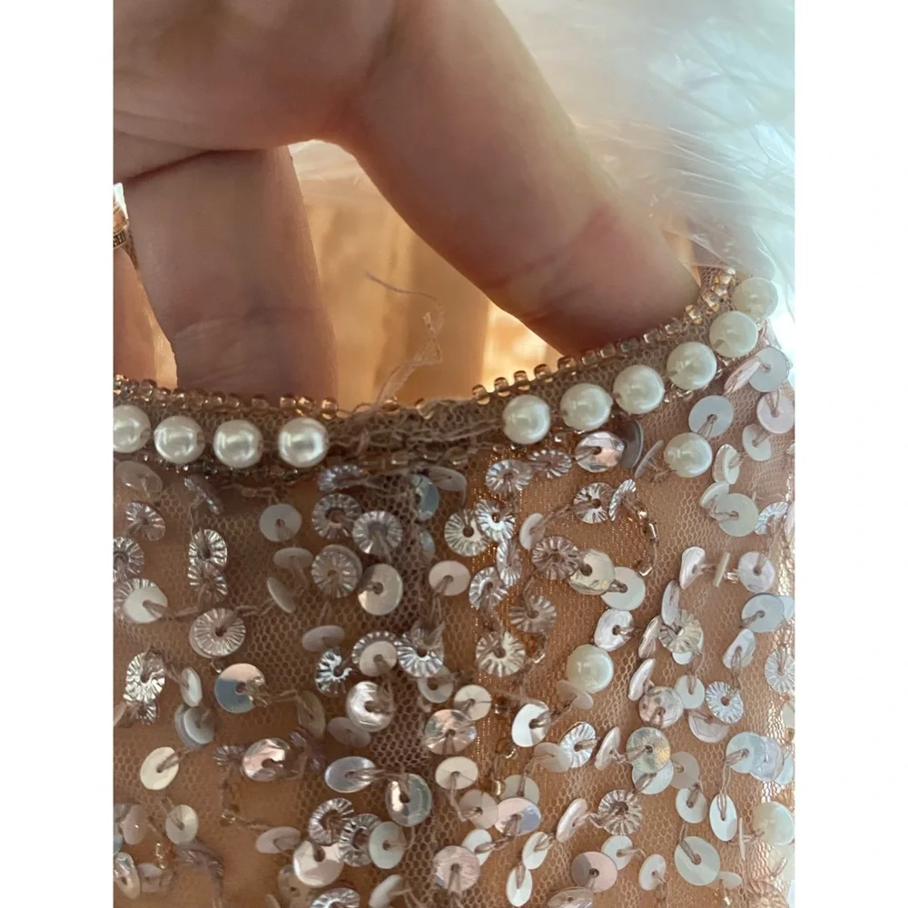 BHLDN dress, rose gold beaded top, blush tulle overlay skirt. - Picture 3 of 3